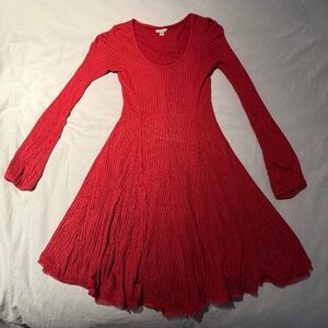Longsleeve Fit and Flare Midi Dress